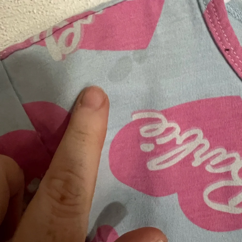 BARBIE Classic Logo Short Sleeve Casual Play Dress Blue Pink‎ White Girl's Sz XS